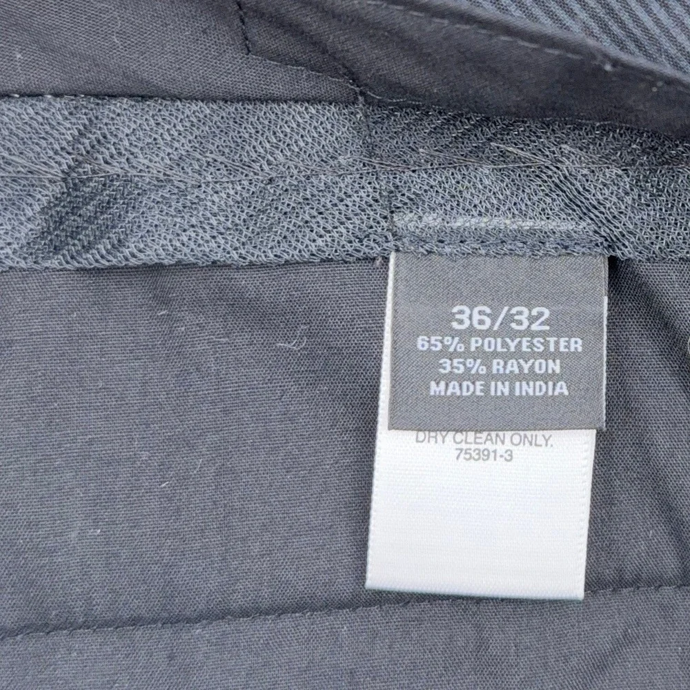 Claiborne Dress Pants Mens 36/32 Polyester Rayon Gray Pinstripe